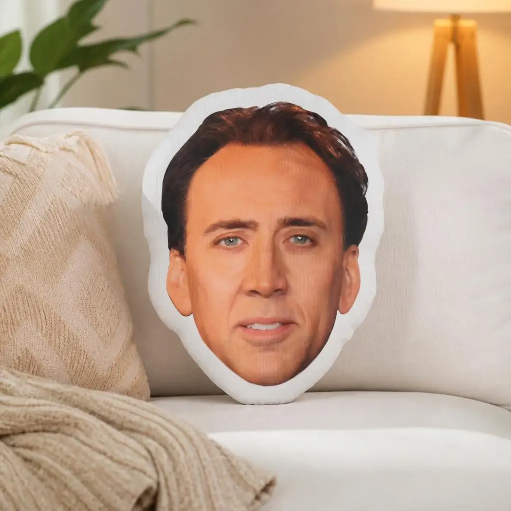 Nicolas Cage Actor Face Shaped Pillow Celebrity Head Cushion Stuffed Throw Pillow Fan Gift for Sofa Home Decor Living Room