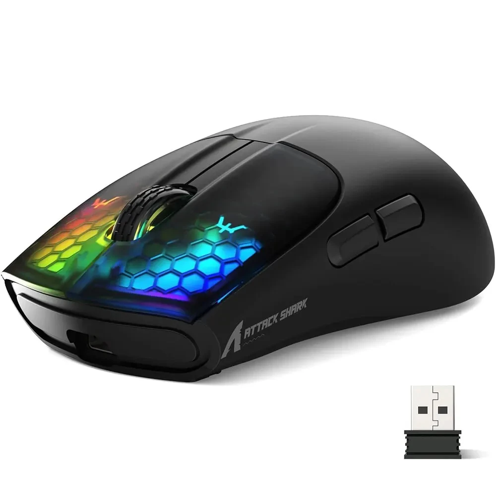 

ATTACK SHARK X5 Wireless Gaming Mouse with 3 Mode PAW3212 Optical Sensor,Rechargeable Battery RGB Mice for PC Tablet Desktop