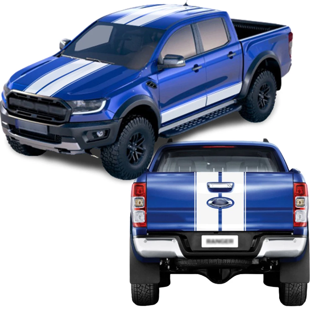 Vinyl Car Decals Sports Long Stickers Hood Side Door Roof Tailgate Stripe Graphic for Ford Ranger 2015 2016 2017 2018 5Pcs