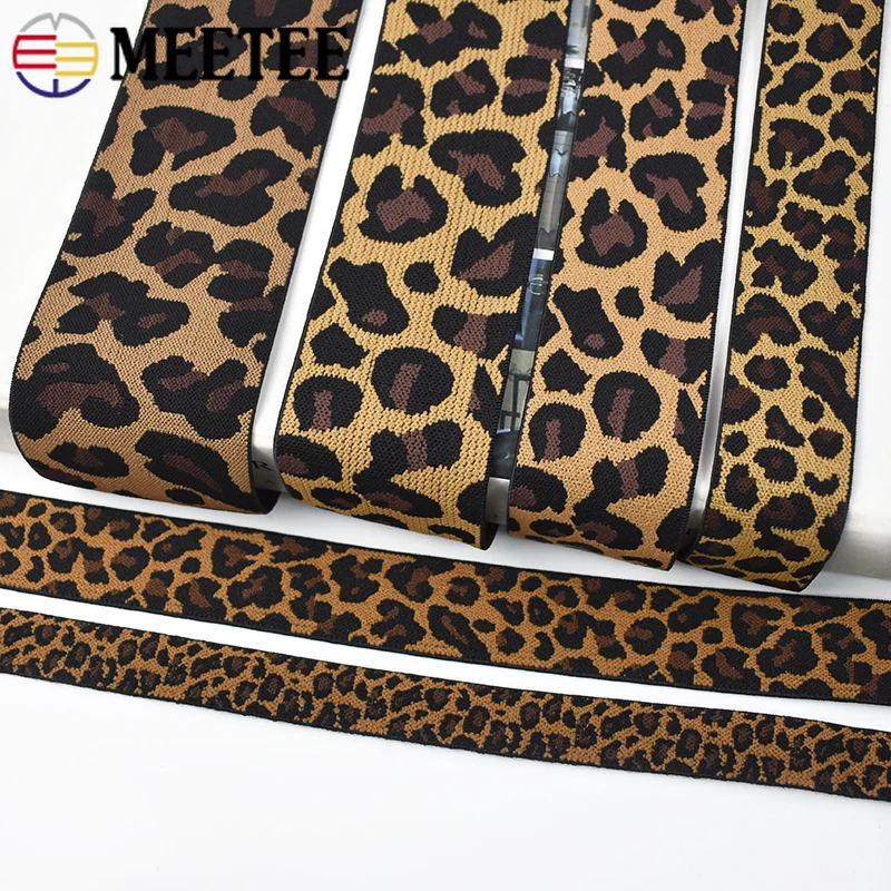 Meetee 5/10M 15-50mm fascia elastica leopardo Jacquard Yoga pantaloni abbigliamento sportivo cintura a nastro Streach accessori per cucire fai da te