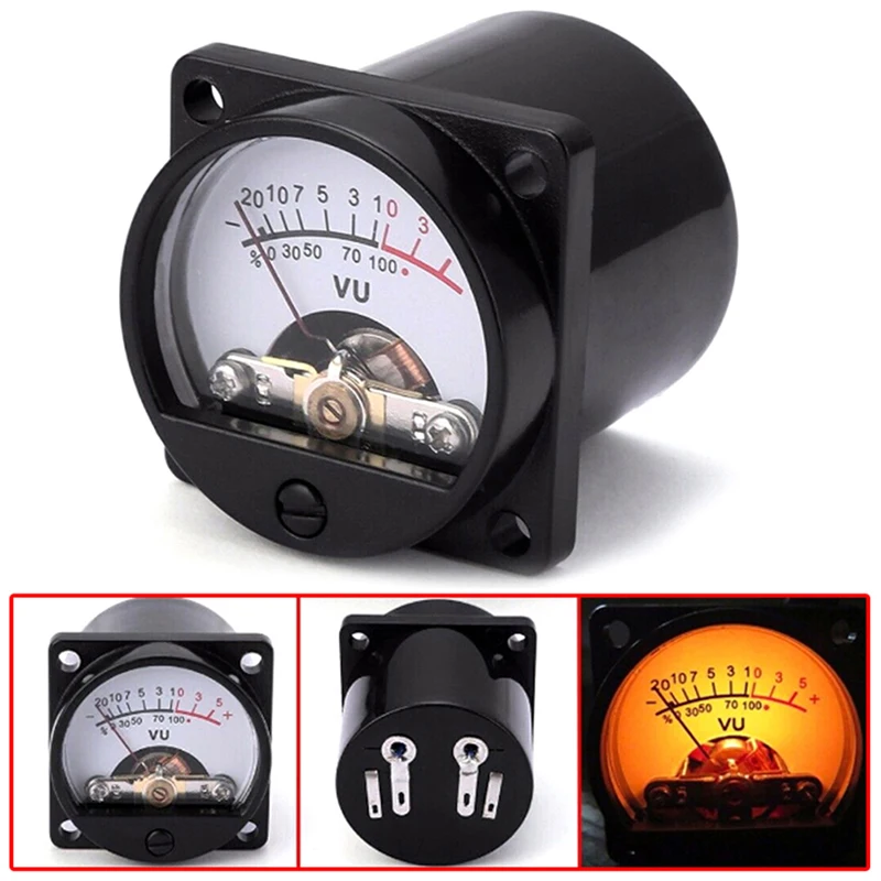 High-Precision 6V-12V Panel VU Meter Bulb Warm Back Light Recording Audio Level Amp Meter 1PC