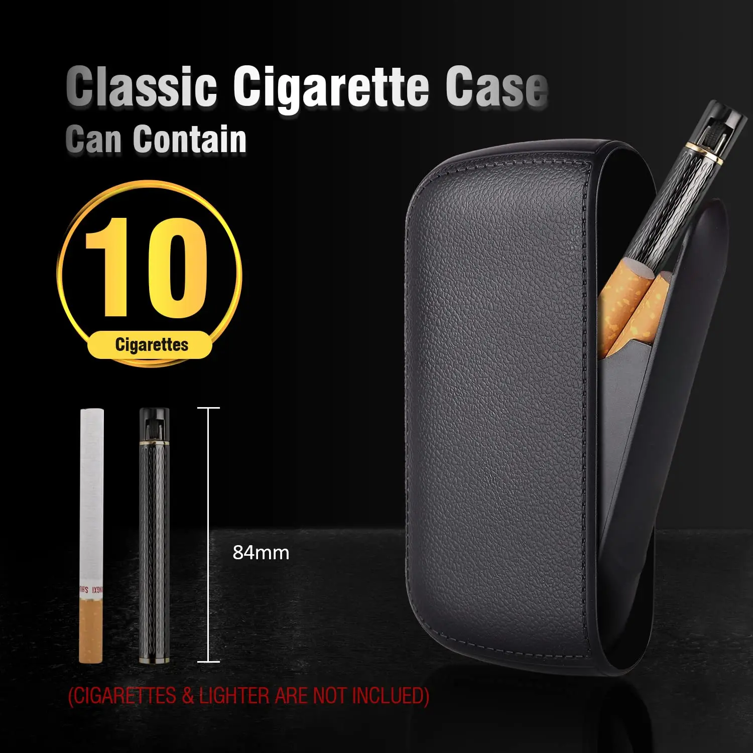 Cigarette PU Leather Holder Case for 10pcs King Size 84mm Cigarettes