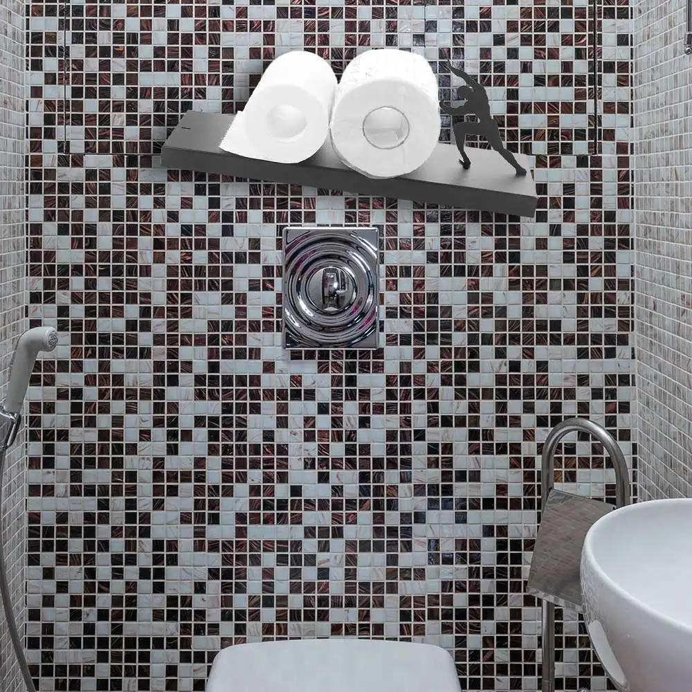 

Stainless Steel Toilet Paper Holder Stand Waterproof Material Space-Saving Design Wall Mounted Tissue Holder Multi-Functional