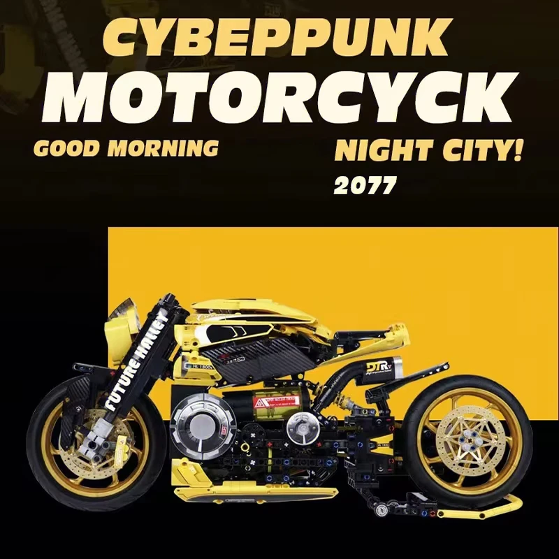 1981PCS Technical Cyberpunk Motorcycle Building Blocks City Motorbike Speed Car Bricks Model Kits Moto Toys for Kid Xmas Gift