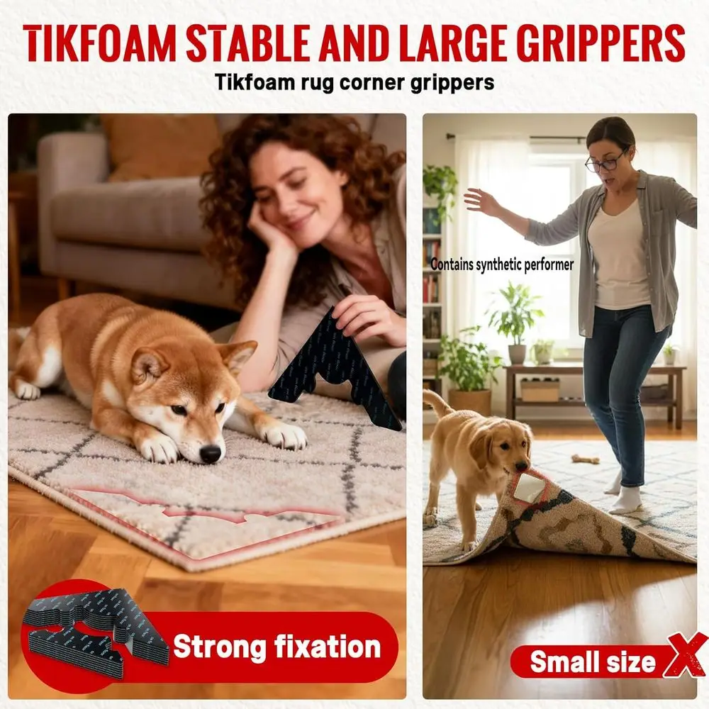 Non Slip Grippers, Reusable Rug Tape, No Damaging to Floor, Carpet Stickers or Hardwood Land Tiles, Strong Hold Carpet Gripper f view 6