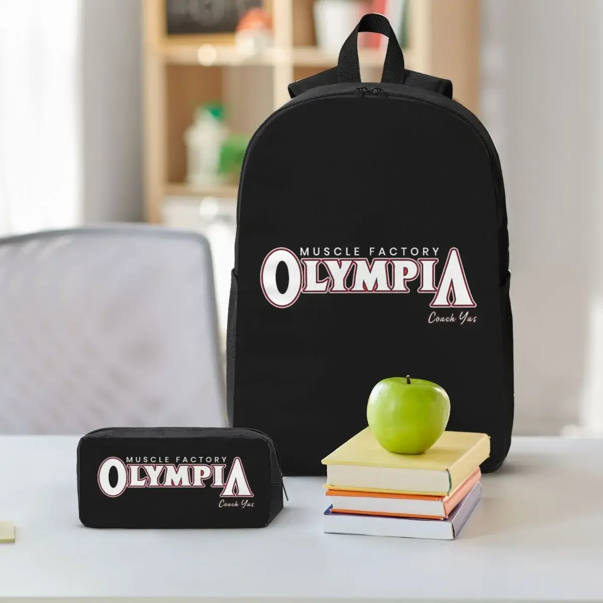 Future Mr OLYMPIA Motivations Backpack Boys Girls BookBag School Bag Laptop Shoulder Bags 3ps Insulated Lunch Bag Pencil Case