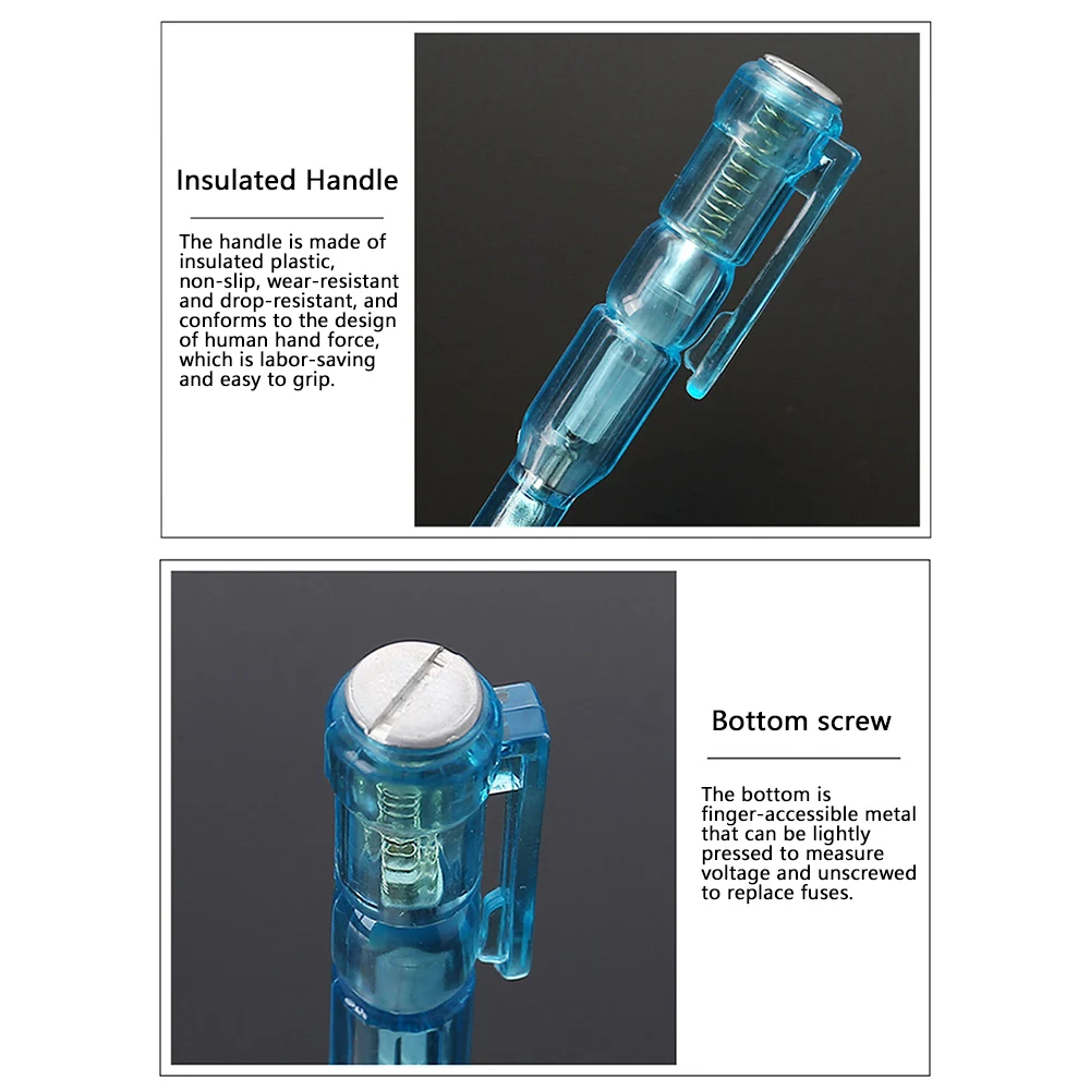 Długopis testowy czujnik napięcia śrubokręt płaski AC/DC100-500V wskaźnik napięcia Tester wymienny śrubokręt narzędzia Tester obwodów
