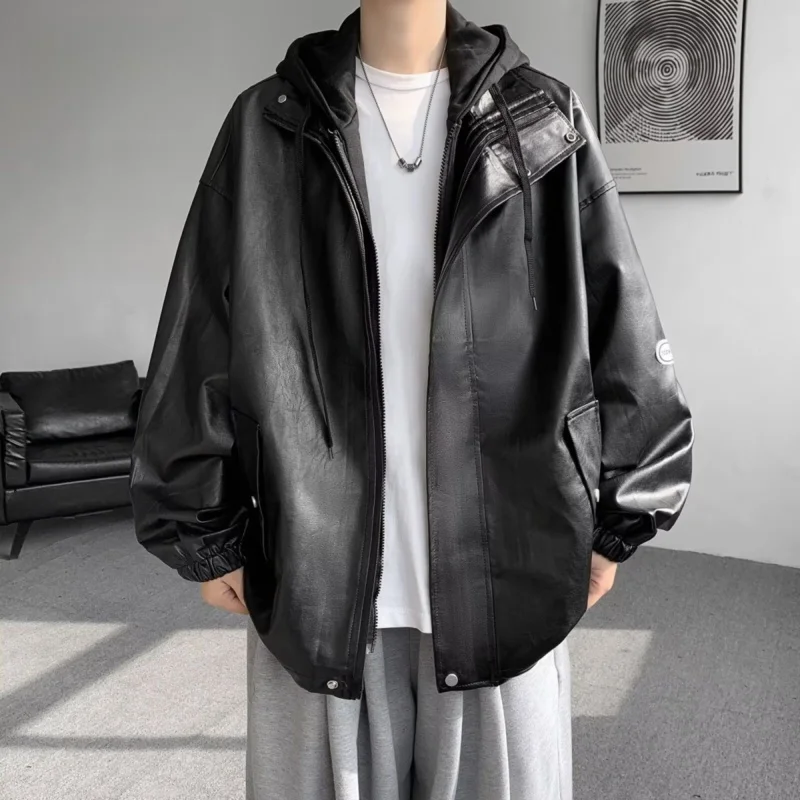 

Мужская кожаная куртка-бомбер свободного кроя, повседневная, на молнии, модная, в стиле пилот, из искусственной кожи, длинная, цветная