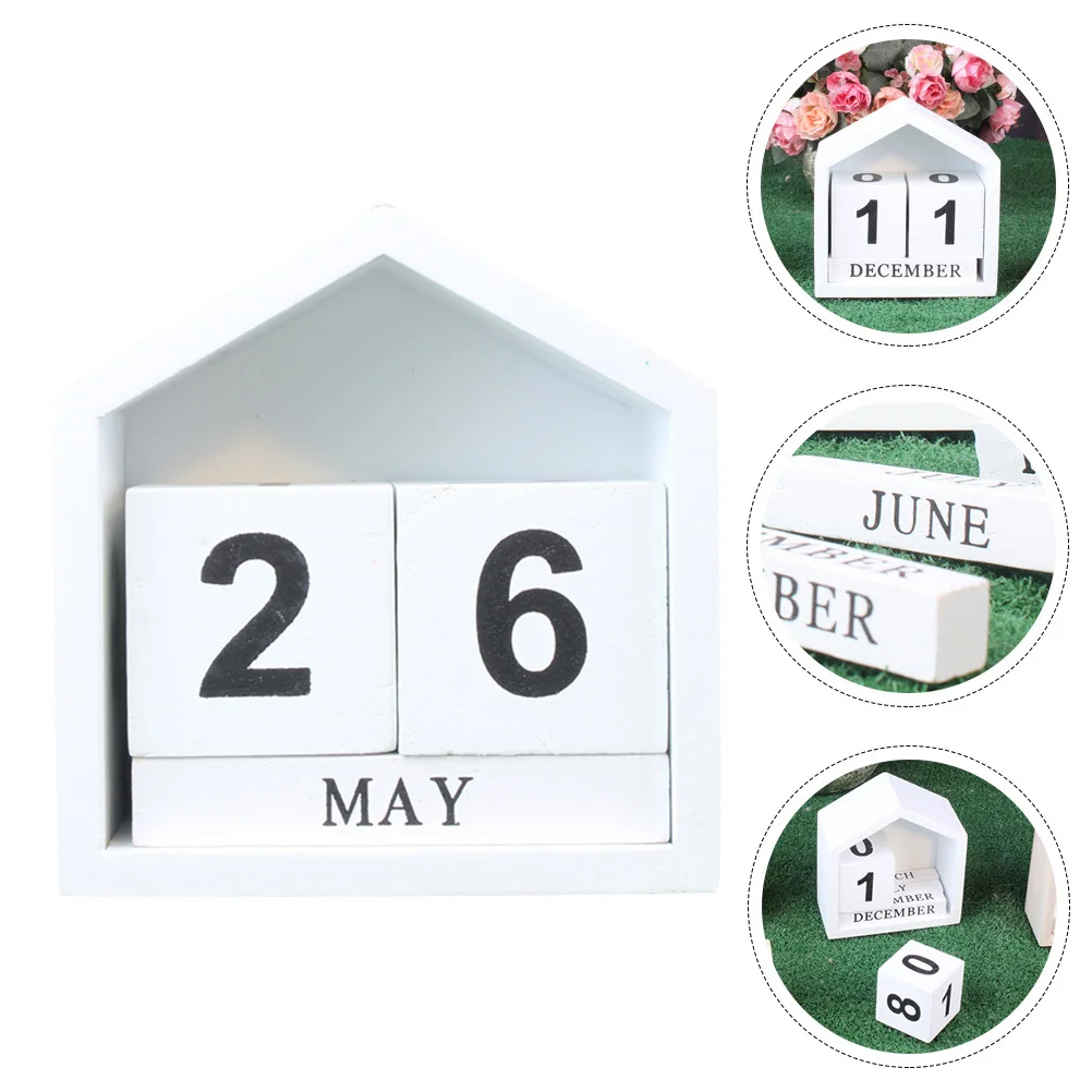 

Wood Block Desk Calendar Decorative Perpetual Desktop Calendar Manual Date Change Wooden Table Ornament Teacher Desk Decor