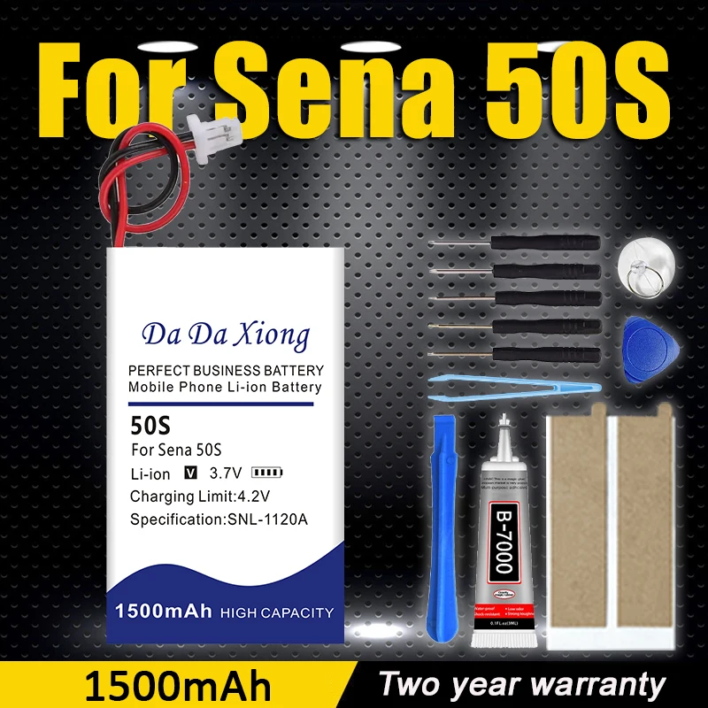 Batterie rechargeable 3.7V 1500mAh pour casque Bluetooth Sena 30K, Sena 50S, Sena 50S SP75 S7A-SP75, interphone de casque de moto