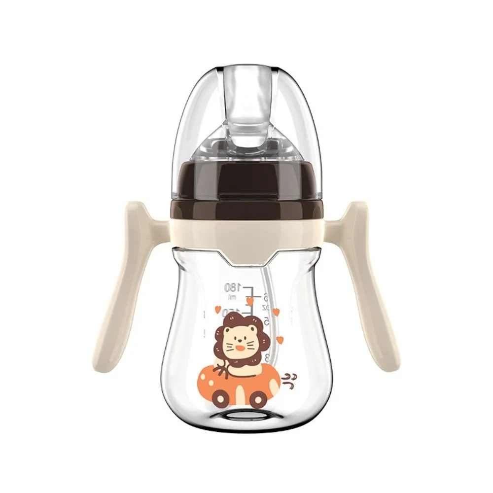 

180ml/240ml Baby Bottle with Handle Portable Silicone Straw Bottle Anti Bloating Anti Falling Baby Bottle