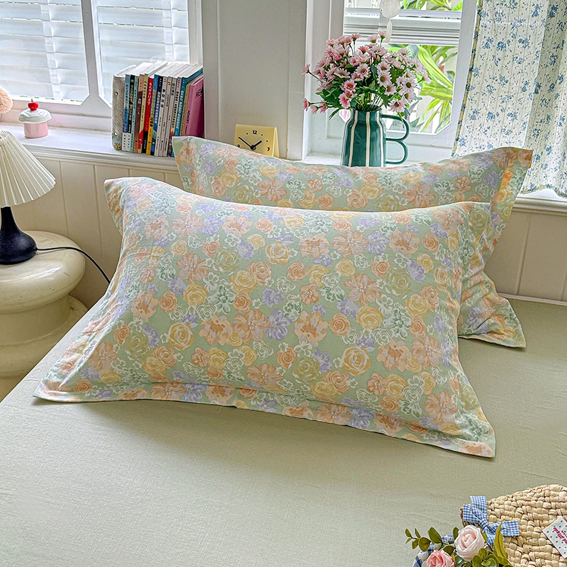 100% Cotton Double-Layer Yarn Pillowcase, Ultra-Soft Breathable Cover, Fits Standard Pillows, All-Season Bedding Accessory