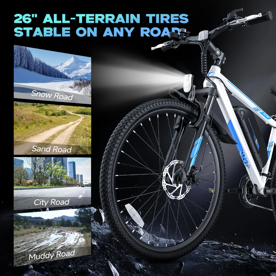 QNUT Electric Bike for Adults/Teens, Peak 749W Motor 20MPH 21-Speed Commuter Ebike, 36V 10.4Ah Removable Battery Up to 45 Miles, 26" Aluminum Frame with Dual Disc Brakes, UL 2849 Certified image 7