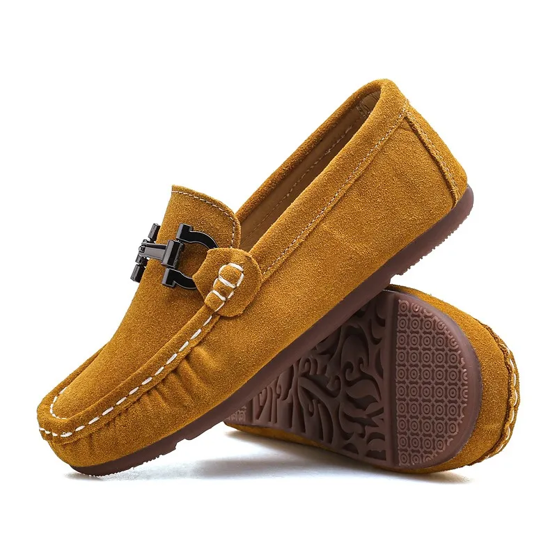 New Quality Kids Children's Loafers For Boys Girls Shoes Moccasins Suede Children Flats Casual Boat Wedding Leather Shoes Autumn