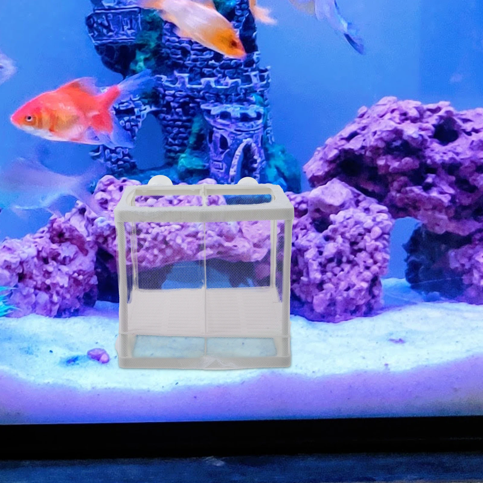

2Pcs Fish Tank Isolation Net Polyester Plastic Breeder Box Aquarium Nursery Fry Incubator Protect Small Fishes Pregnant Newborn