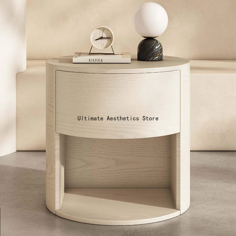 Round Unique Bedside Table Display Design Space Saving Nightstand Nordic Premium Aesthetic Table De Chevet Bedroom Furniture