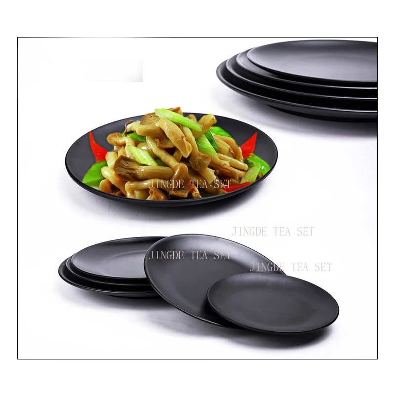 Black Frosted Japanese Style Rice Bowl, Barbecue Plate, Sushi Snack, Melamine Imitation Porcelain Tableware view 3