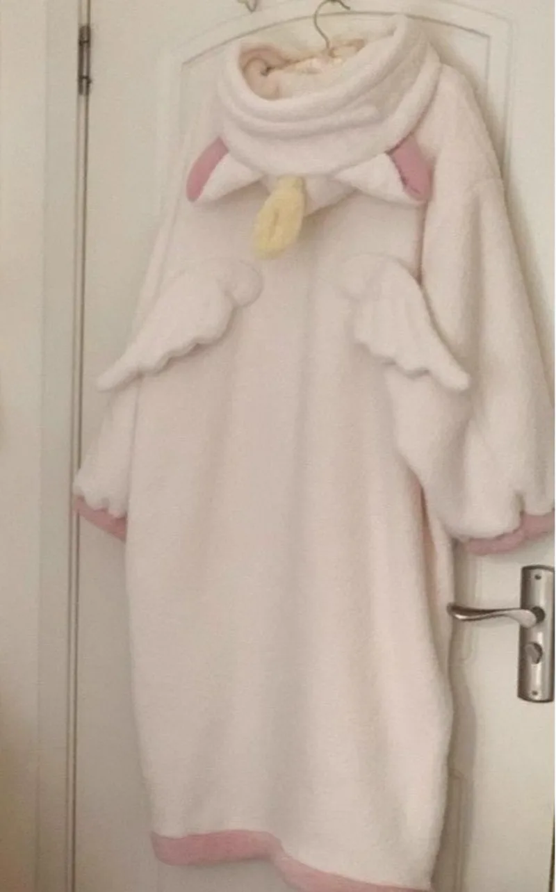 Korean Chic Hooded Coral Fleece Nightgown Women Sweet Baggy Warm Sleepwear Thicken Fashion Home All-match Kawaii Bathrobe Winter