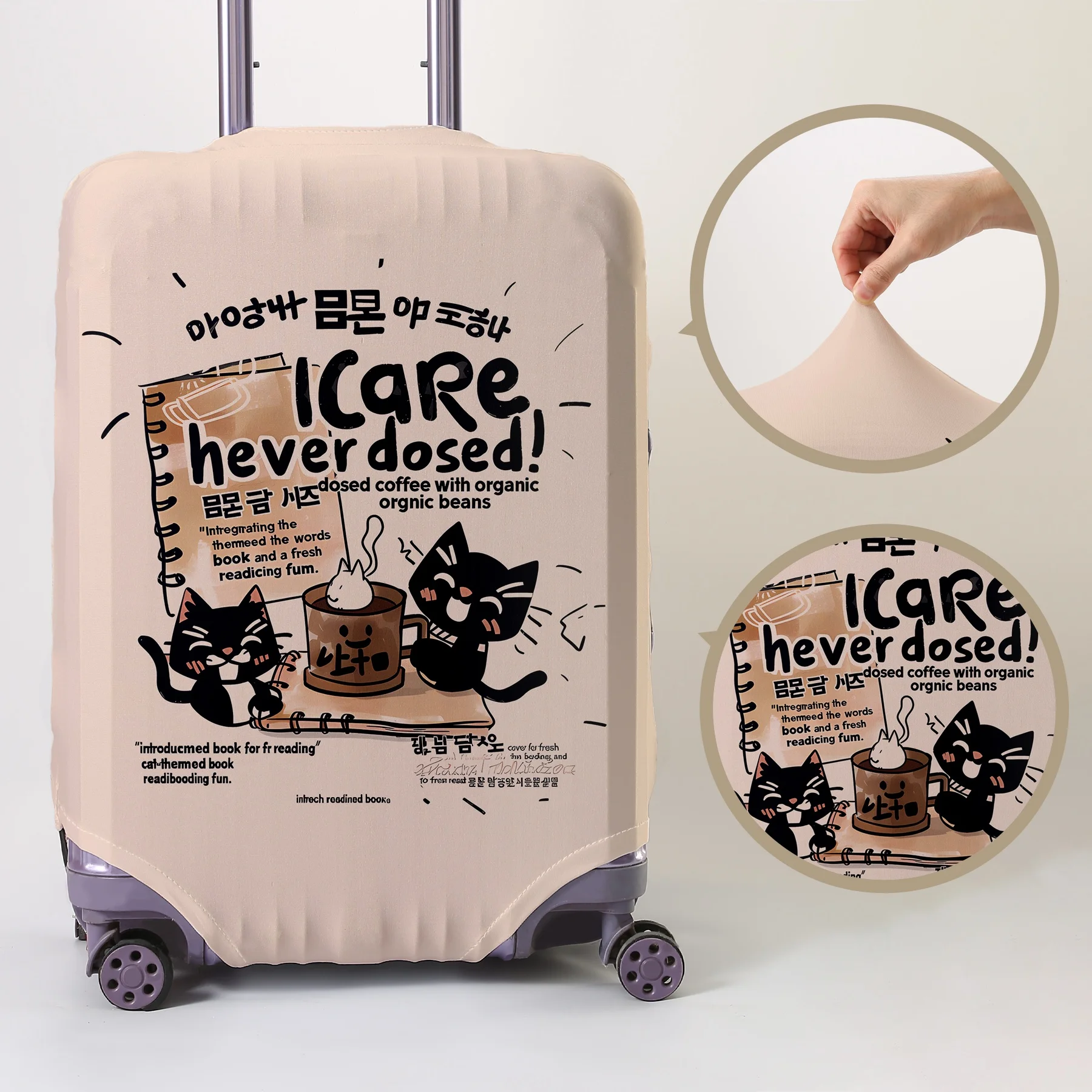 

Cat coffee reading pattern luggage protection cover, suitable for 18-32 inch luggage covers, luggage handle gloves, travel acces
