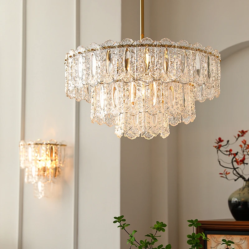 Romantic Vintage Glass Pendant Lamps LED Home Lighting Fixture Franch Luxury Living Room Decor Chandeliers Lustres Lampara Techo