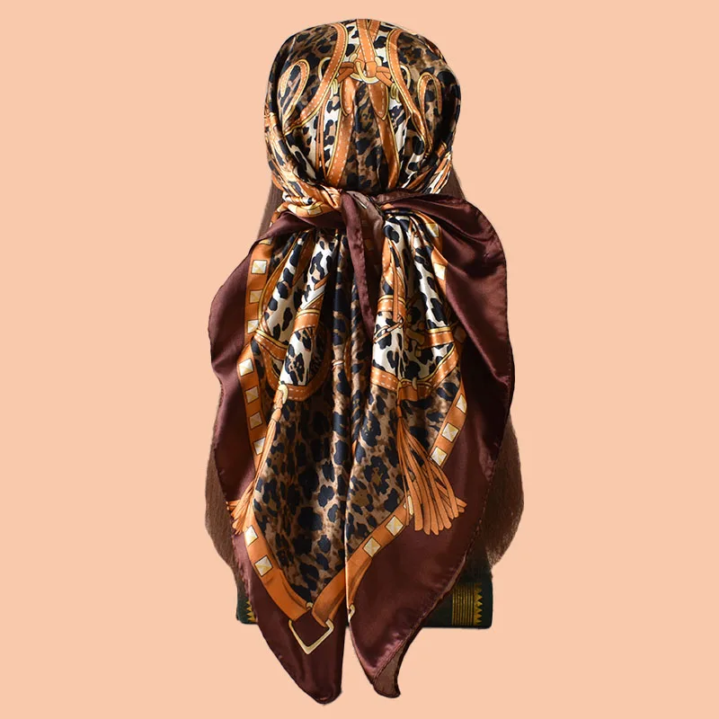 

PC Women's Summer Beach Accessory Fashion Satin Square Scarf 90*90inch Multi-use Headscarf Party Use Versatile Hair Towel