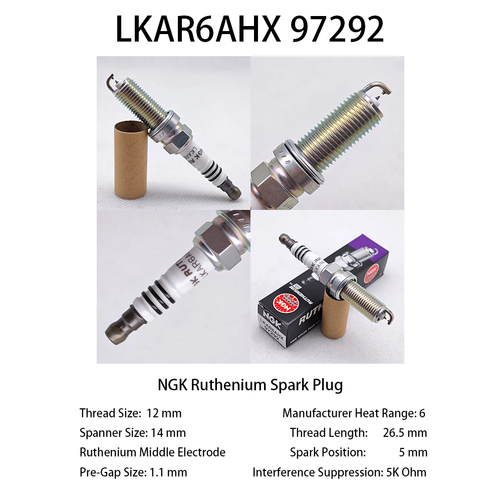 

3pcs 4pcs Original NGK Ruthenium Spark Plug LKAR6AHX 97292 Upgrade DF6H-11A DILKAR6A11 PLZKAR6A-11