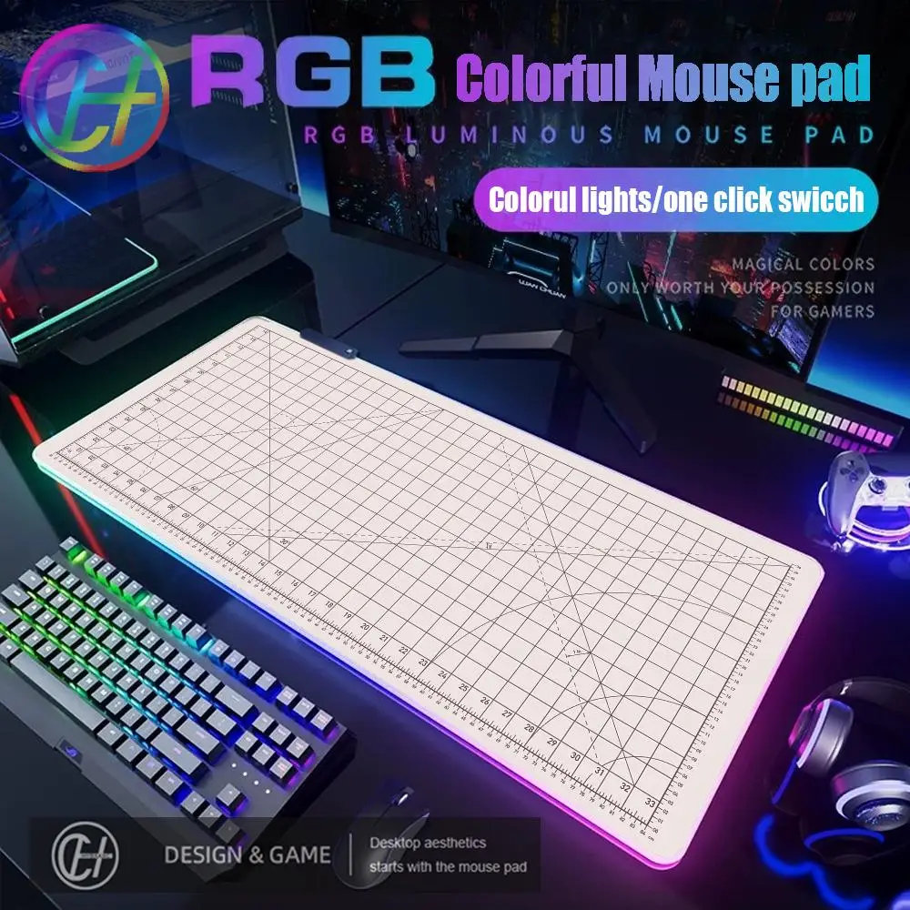 HD Black HYBXAXC Mouse Pad RGB Gaming Mouse Pad Desk Mat HD Gamer Large LED Light XXL
