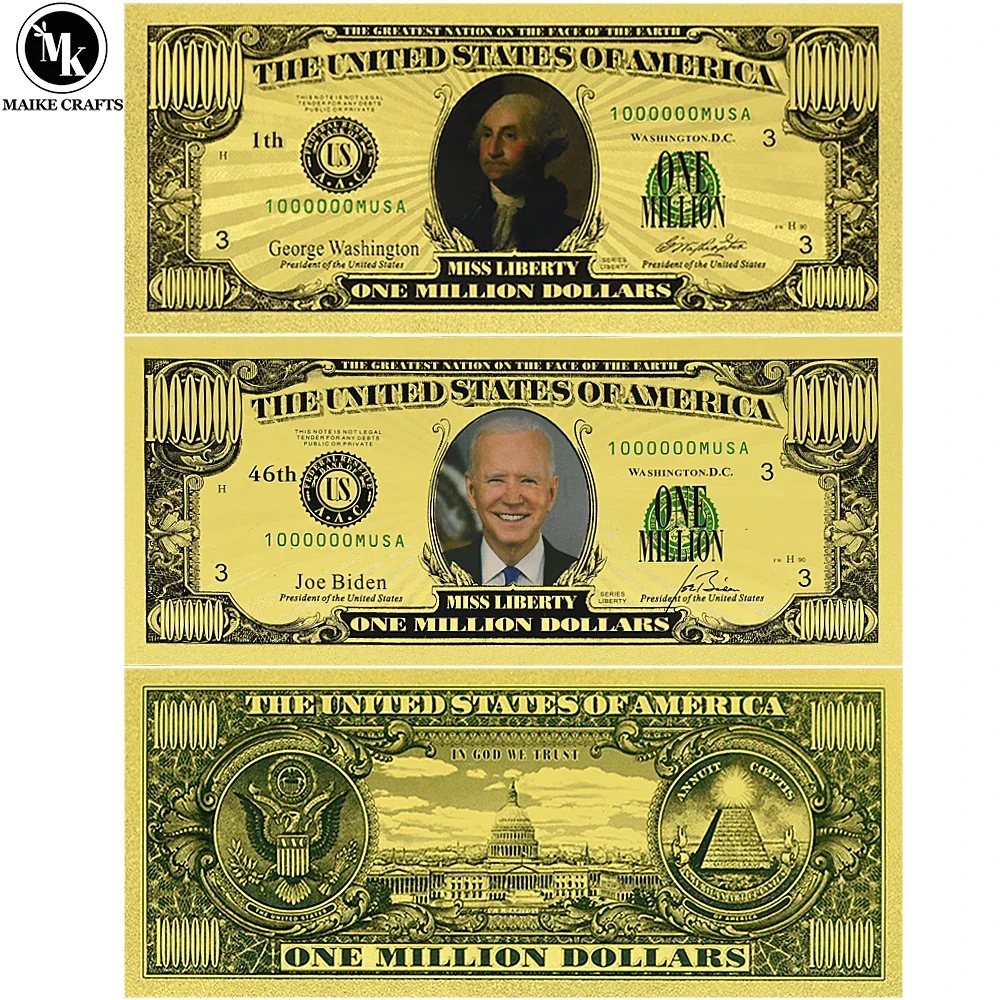 

New U.S. 46 Presidents Gold Foil Banknotes One Million Dollar Banknote Collection Gift