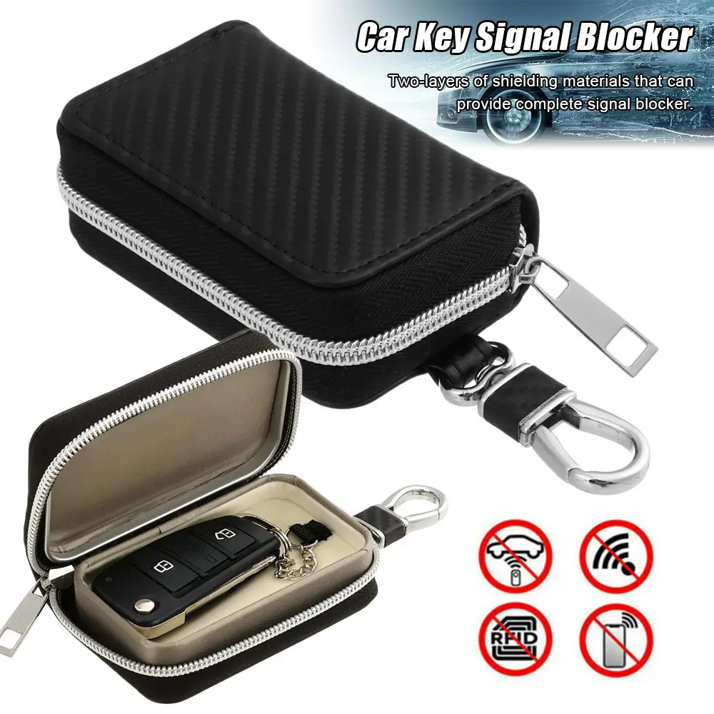 Keyless Fob Pouch Zipper Bag Signal Blocker Case RFID Blocking Bag Car Key Signal Shielding Faraday Cage