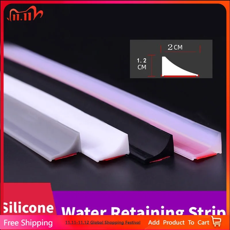 

Kitchen Water Retaining Strip Silicone Self-adhesive Door Seal Retaining Strip Separation Shower Dam Barrier Bathroom Accessory