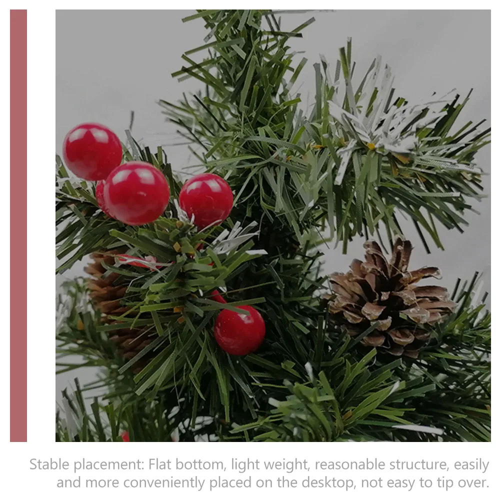 

Small Xmas Tree Ornament Red Berries Pine Cone Decorative Lightweight Compact Artificial Christmas Tree Desktop Holiday Decor