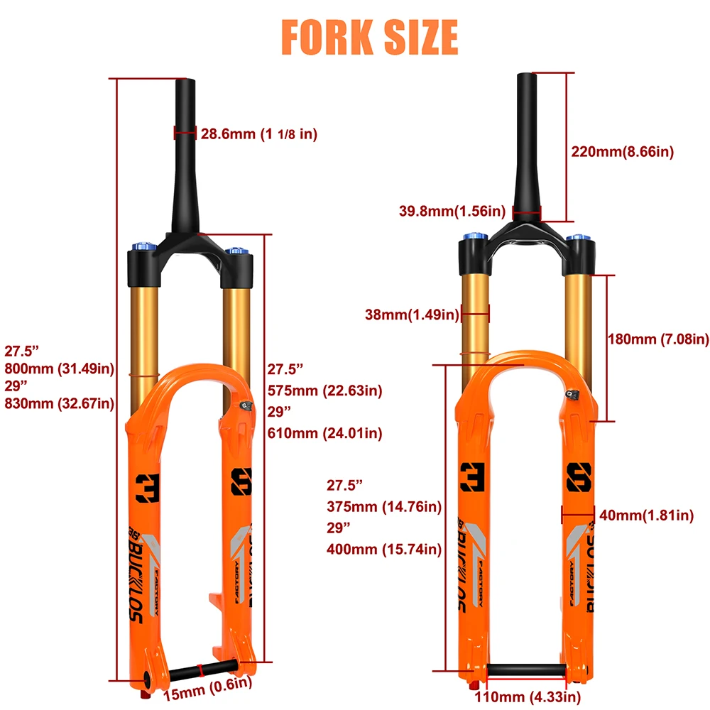 BUCKLOS Fahrradgabel 15*110mm Luftfederung DH-Gabel 27,5 Zoll 29 Zoll Steckachsen-Downhill-Bike-Gabeln Gerade/Konische Gabelrohre AM-Gabeln – Detail 36