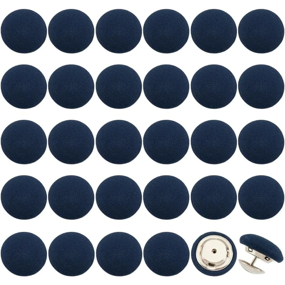 32 Sets 0.67Inch Blue Baseball Cap Button Top Replacement Hats Buttons, Prussian Blue Cloth Covered Hat Button for Hat