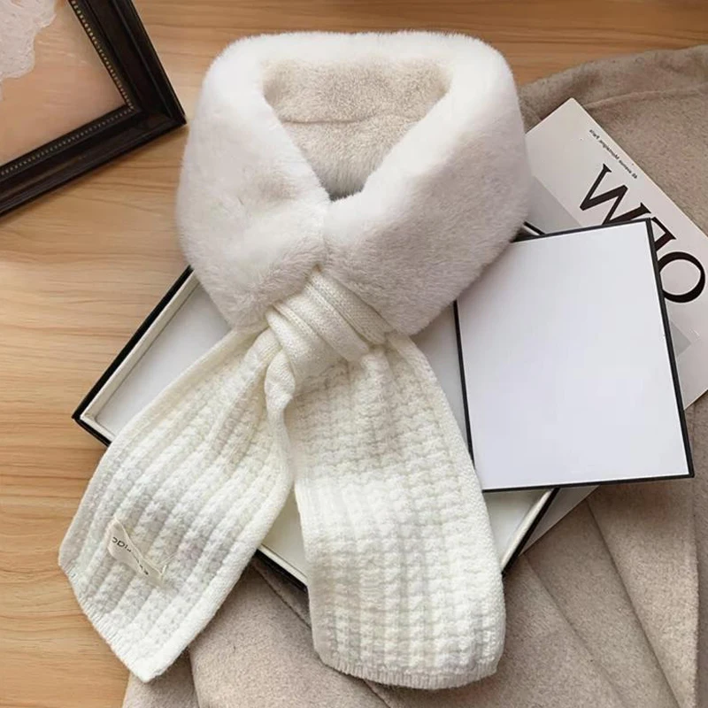 Women S Winter Thick Warm Fur Collar Cross Scarf For Women Korean Version