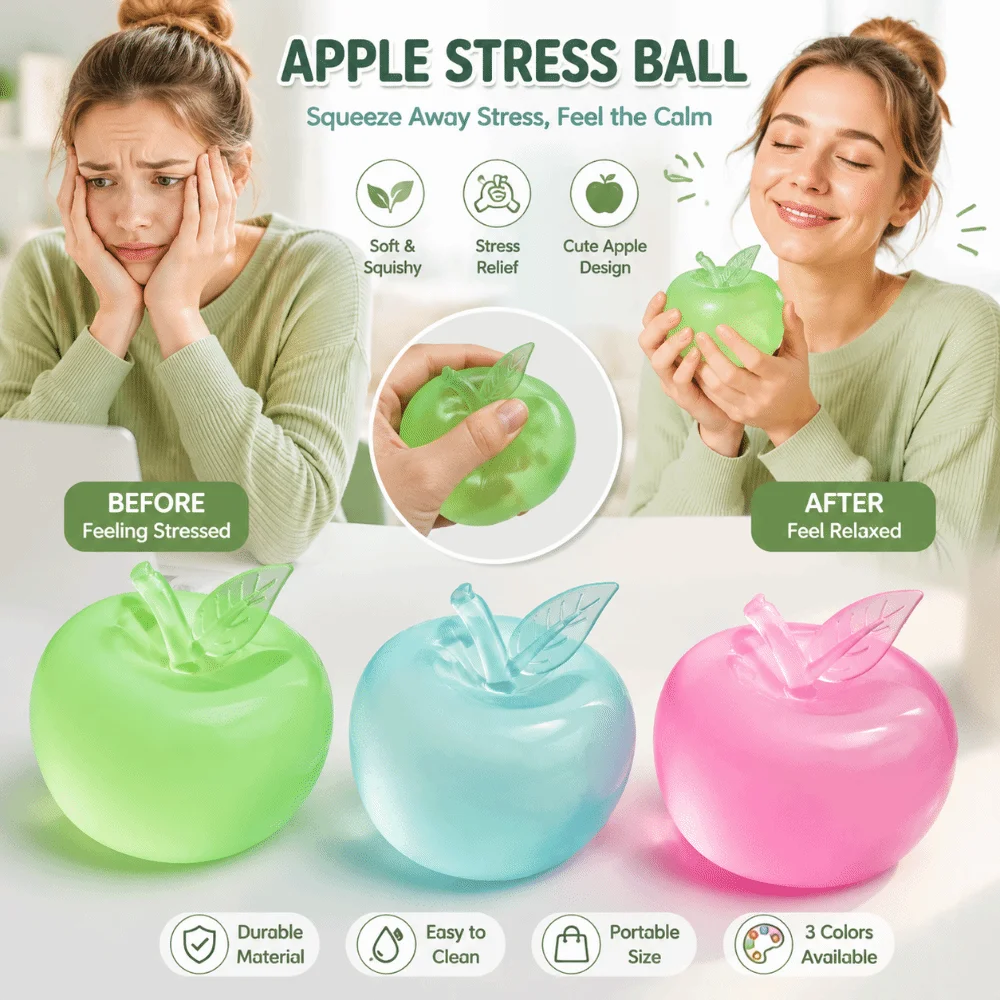 Apple Shape Stress Relief Slow Rise Anti-stress Plasticity Squeeze Transparent Ball Non-Bounce Sensory Fidget