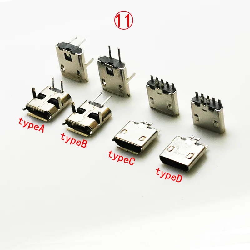 10pcs Micro USB 2.0 Connector B Type Phone Tail Charging Plug Socket USB 2.0 Jack Soldering