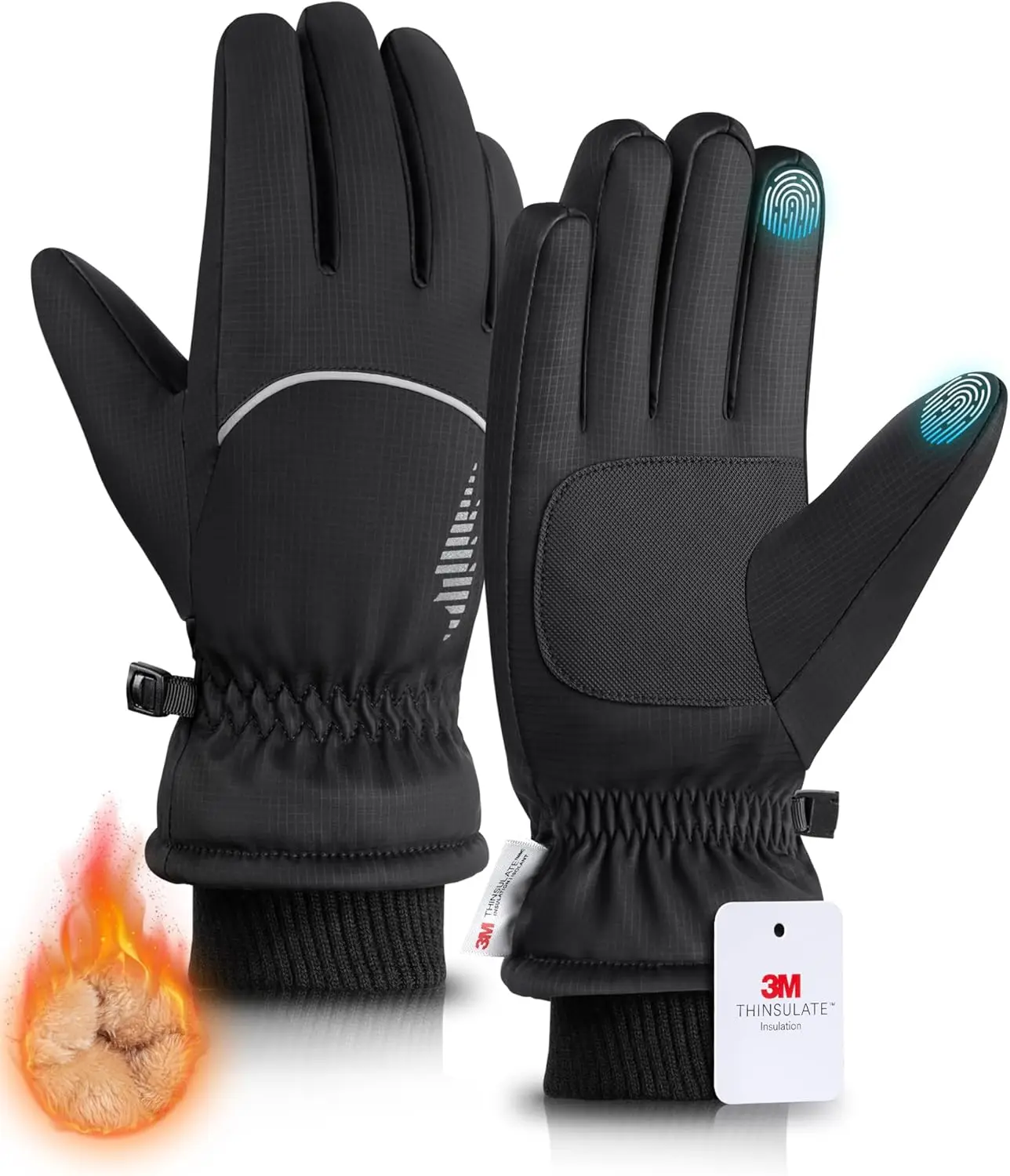 

Winter Gloves Women Men, Thermal Ski Gloves for Cold Weather with Warm, Waterproof, Touchscreen for Running, Skiing