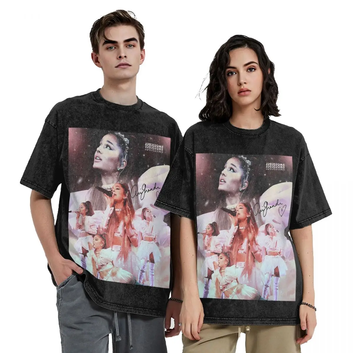 

Винтажные футболки с короткими рукавами в стиле поп-музыки Ariana Grande в стиле хип-хоп, потертые топы, футболки, уличная футболка, винтажная футболка для мужчин и женщин