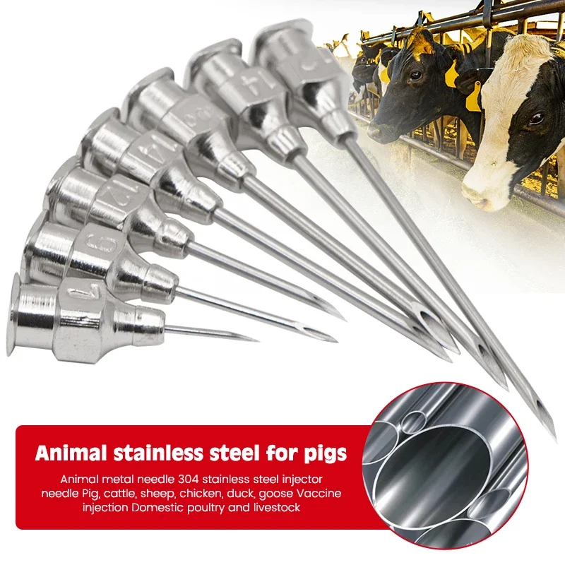 

10 Pcs/boxs Farm Animals Injection Needle 304 Stainless Steel Dispensing Needle Syringe Poultry Small Veterinary Supplies