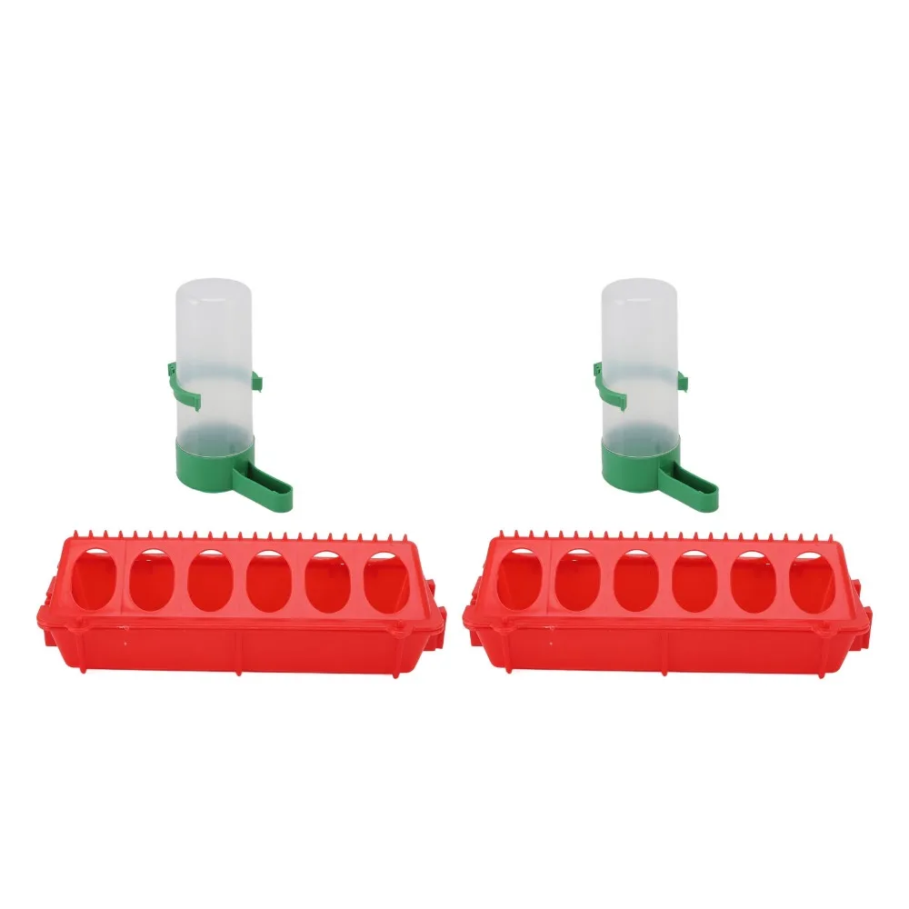 2Sets（4pcs） Flip Top Design Chick Water Feeder PP Splatter Proof Cover Automatic Chicken Feeder Chicken Feeding Dish