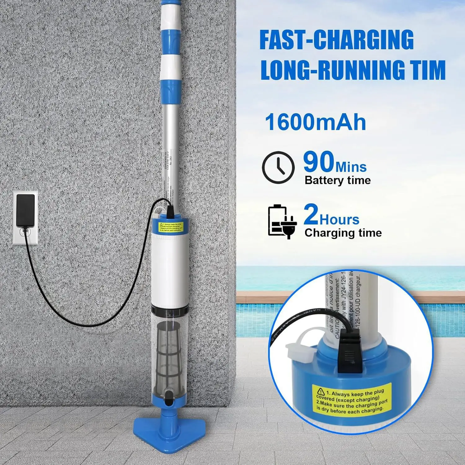 

Cleaner Suitable for Spas Hot Tubs Small Pool Sand Debris 3 in 1 Cordless Handheld Pool Vacuum Cleaner Rechargeable Pool