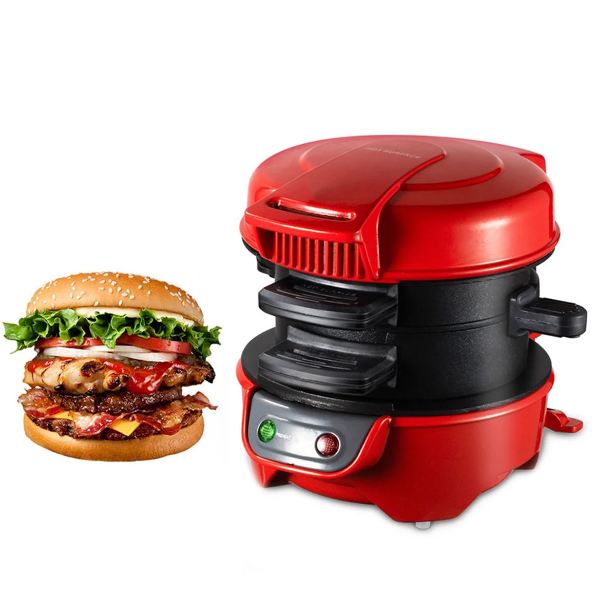 Burger Press Hamburger Patty Maker Non-Stick Multifunction Hamburger Omelette Steak Breakfast Sandwich Machine EU Plug