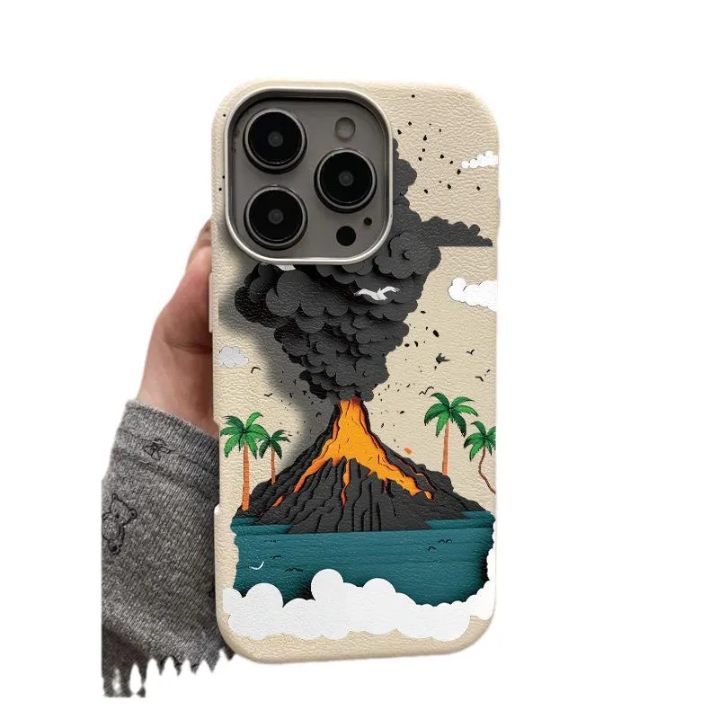 

Creative Volcano Eruption Cartoon Suitable For Iphone 16 Promax Phone Case Iphone 15 16e New 16plus 11