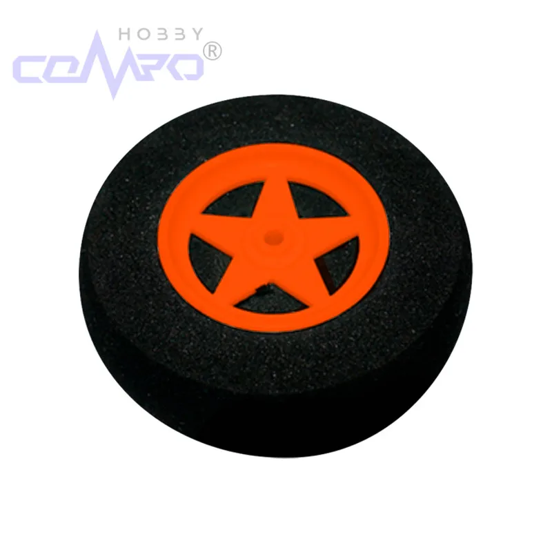 2 pièces train d'atterrissage mousse légère 5 rayons roue creuse absorbant les chocs éponge pneu D60-75mm couleur Orange pour KT mousse aile fixe RC