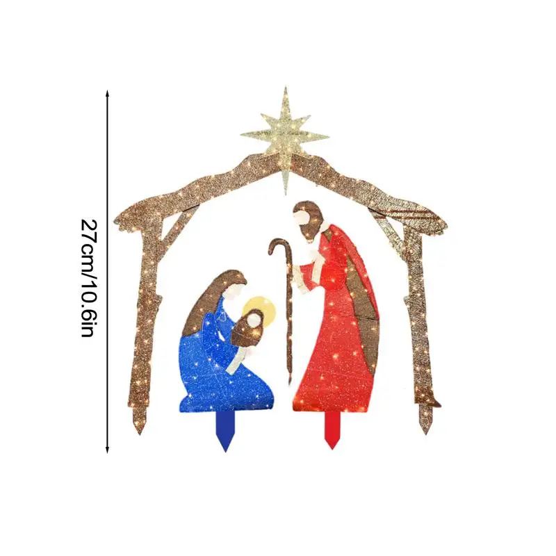 Outdoor Nativity Scenes for Yard Metal 2D Outdoor Christmas Nativity Set Christmas Holy Family with Lights for Camping Beach