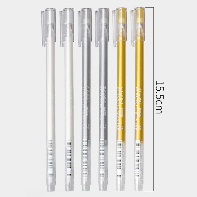 3 Pieces/Set Creative White Ink Gel Pen 0.6mm Highlight Marker Pen for Student Stationery Drawing Art Writing School Supplies