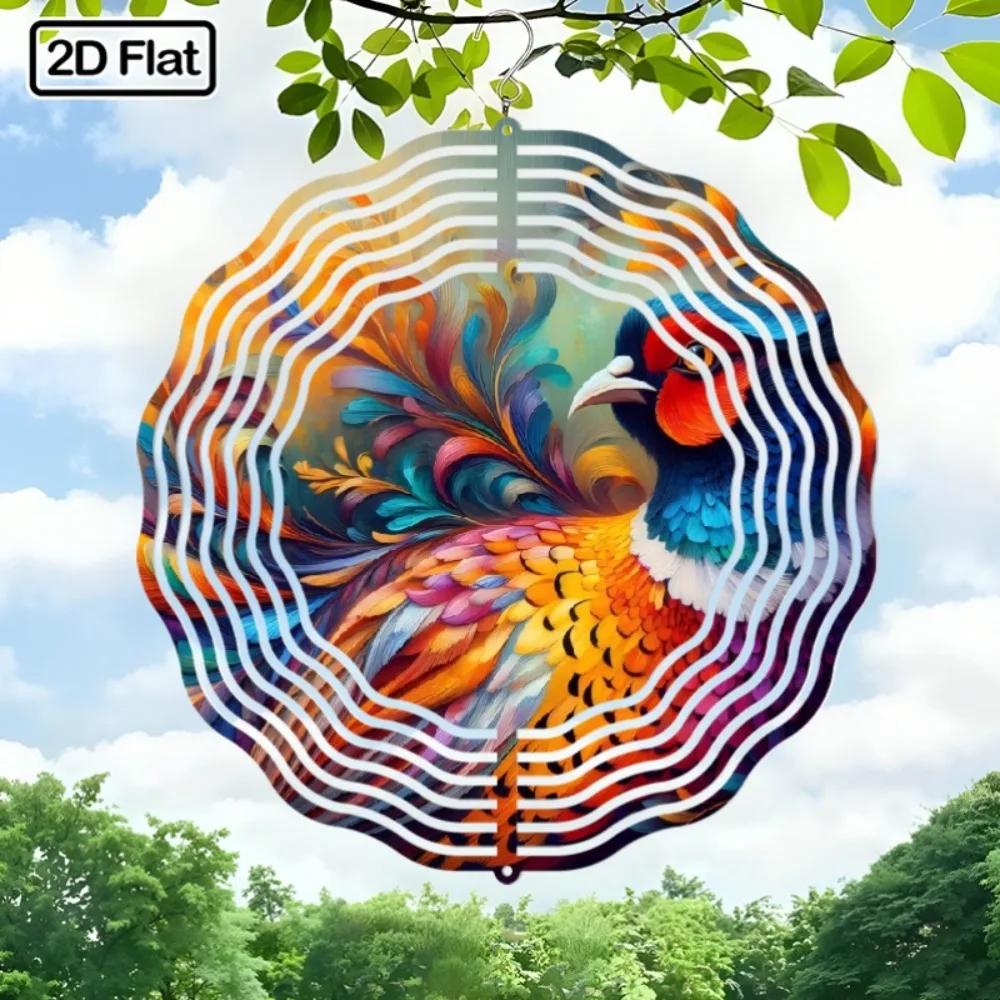 

Gold Pheasant Windchime 360 Rotating Metal Wall Art Boho Home Decor Easter Valentine Gift