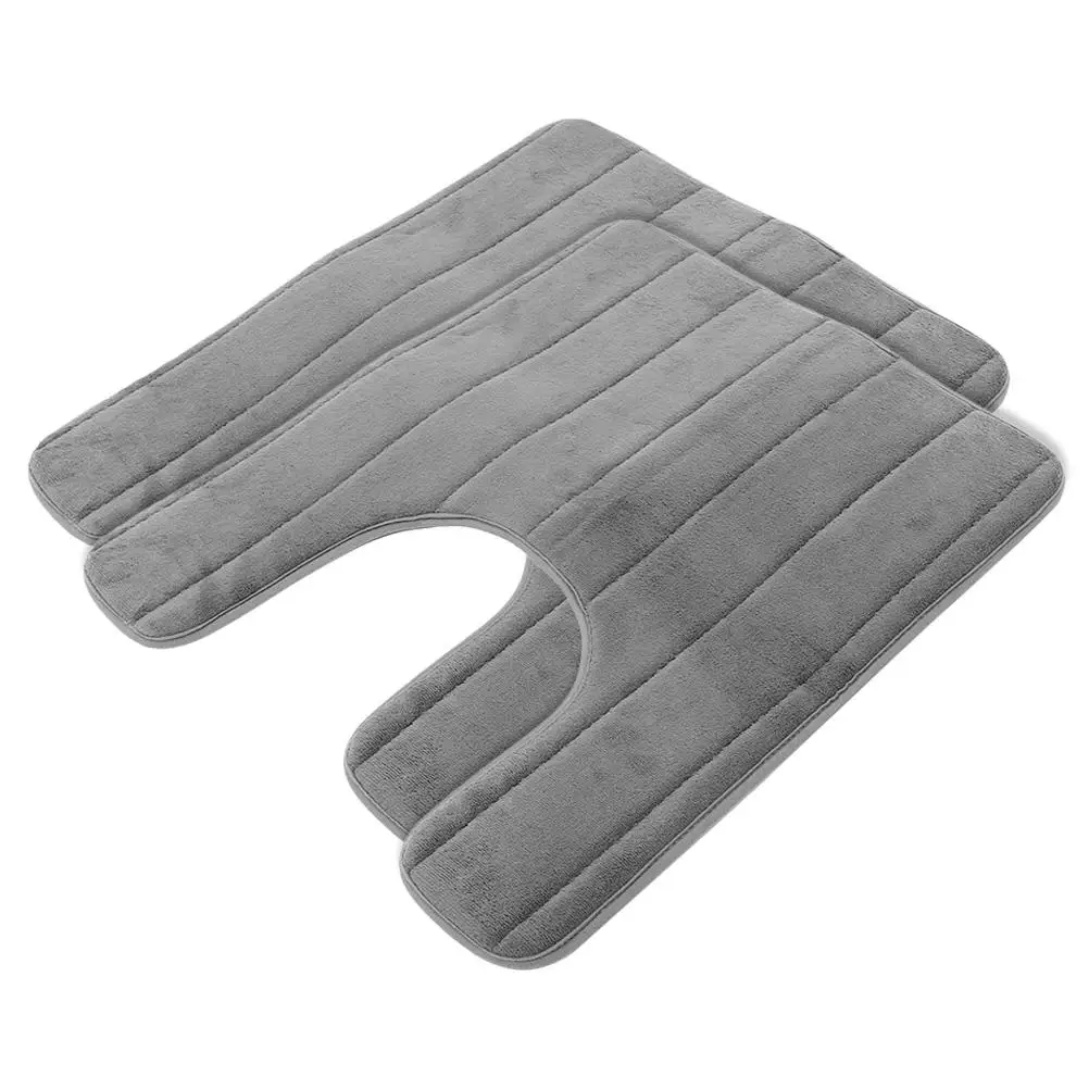 Tappetini in memory foam da 2 pezzi Cuscino per WC a forma di U a rimbalzo lento Tappeti lavabili per bagno antiscivolo Stoccaggio pieghevole ad asciugatura rapida