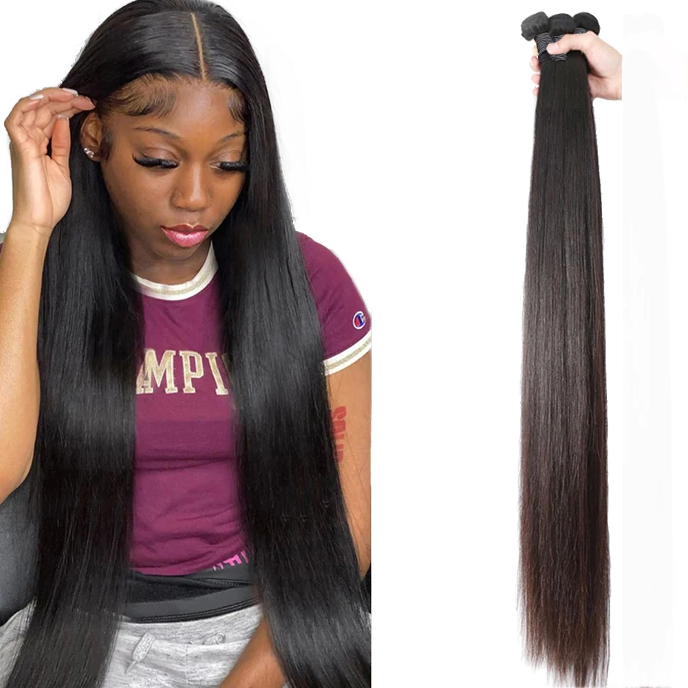 ROBODAY Brazilian Hair Straight Human Hair Bundles 12 inch Human Hair Bone Straight Hair Bundles