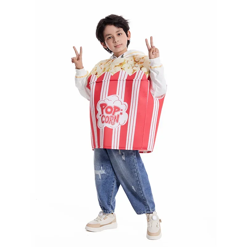 2025 New Arrival Unisex Halloween Pop Corn Dress Up Kids Movie Night Popcorn Costume